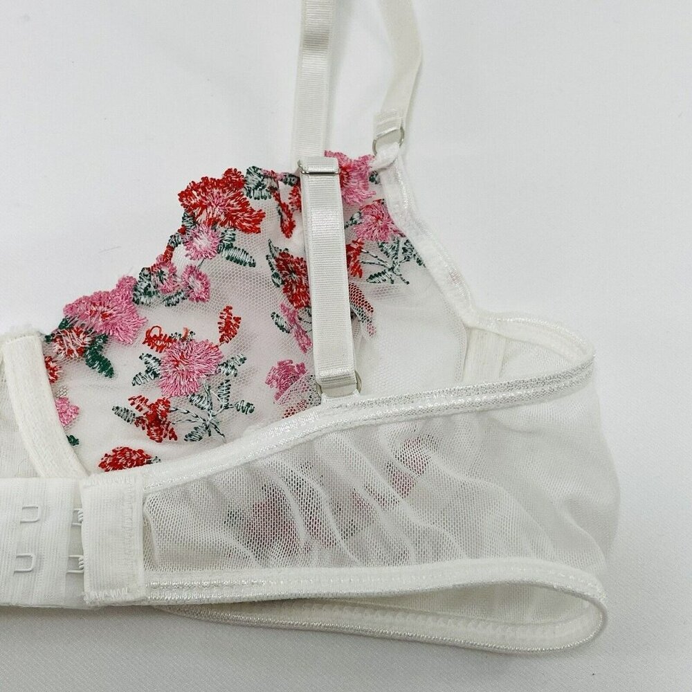 Sexy Romantic Bra See Through Underwear Size S Flower Laced Wired Underwire Red - Picture 7 of 10